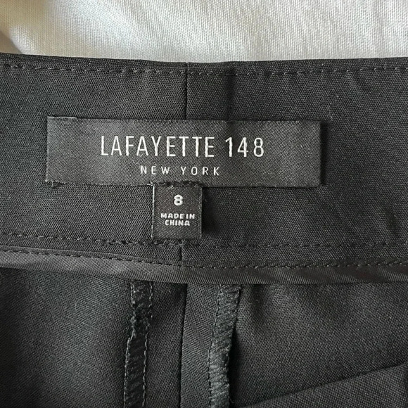 NWOT Lafayette 148 New York Black Ankle Length Virgin Wool Trouser Pants SIZE 8 - Picture 7 of 9